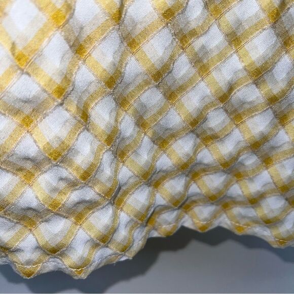 Max Studio Textured Blouse in Yellow/White Diagonal Plaid w/Ruffles & Ties-Sz L - Picture 7 of 11